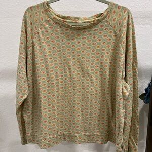 Magnolia Pearl Green and Orange Floral Long Sleeve Top